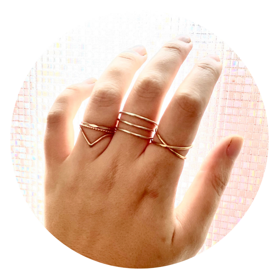 Stacking ring set with hammered finish ~ perfect to wear with a ring t